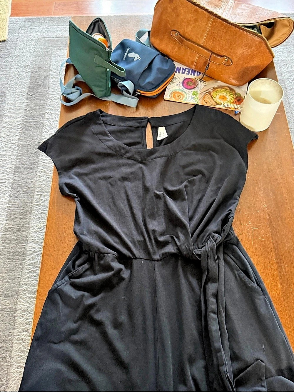 Pact Black Tie-Waist jumpsuit